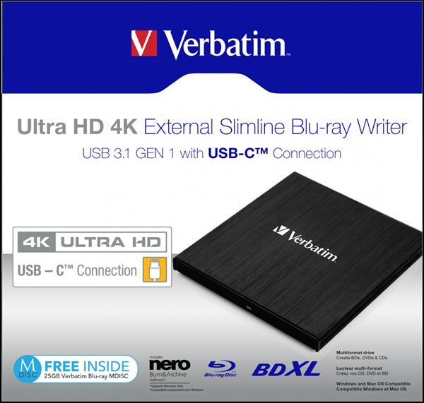 Verbatim MOBILE BLU-RAY RE-WRITER TYPE.C 4K